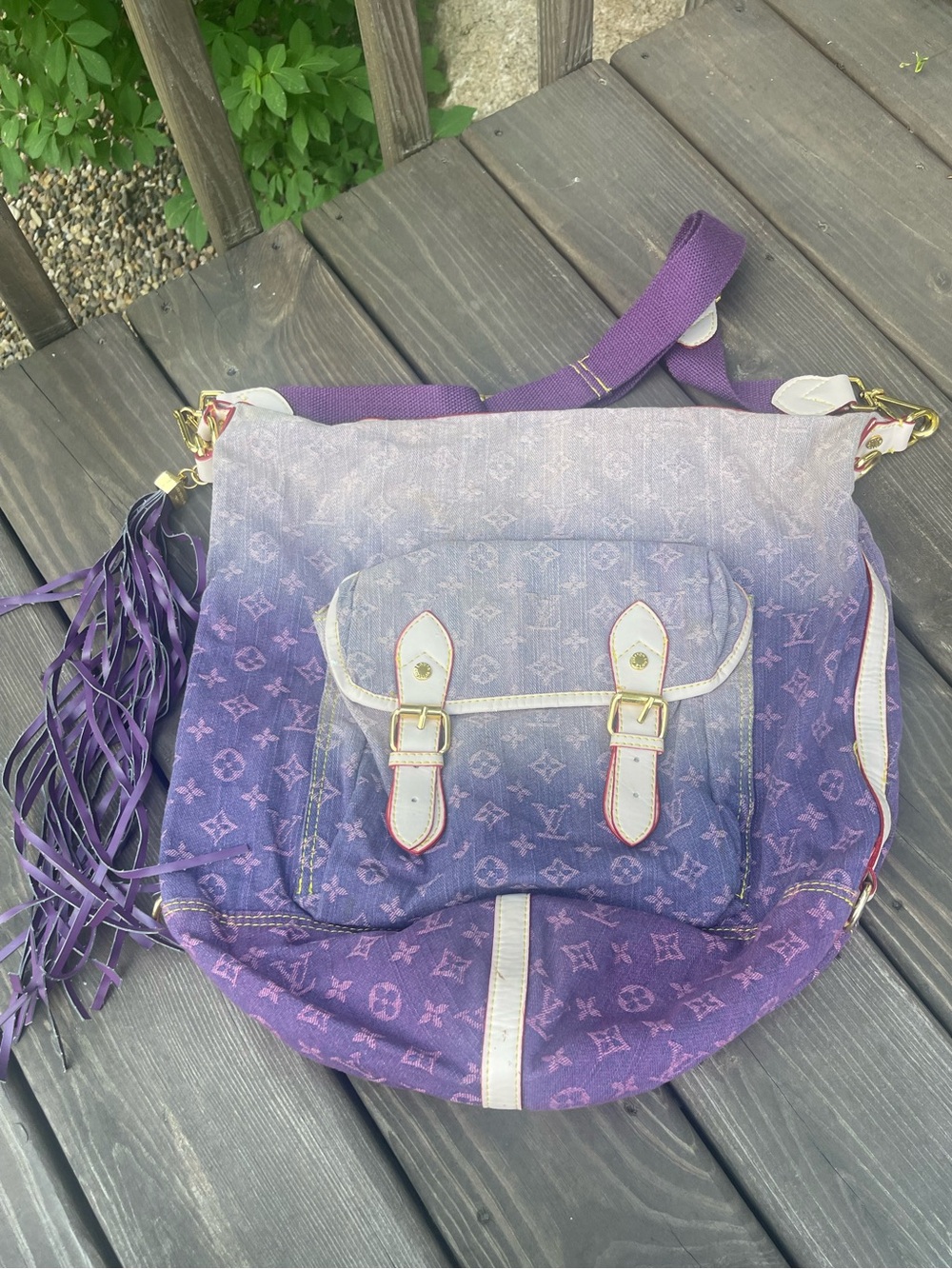 Dupe Louis Vuitton Monogram Denim Sunburst shoulder bag